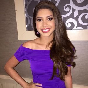 Purple jersey knit mini dress